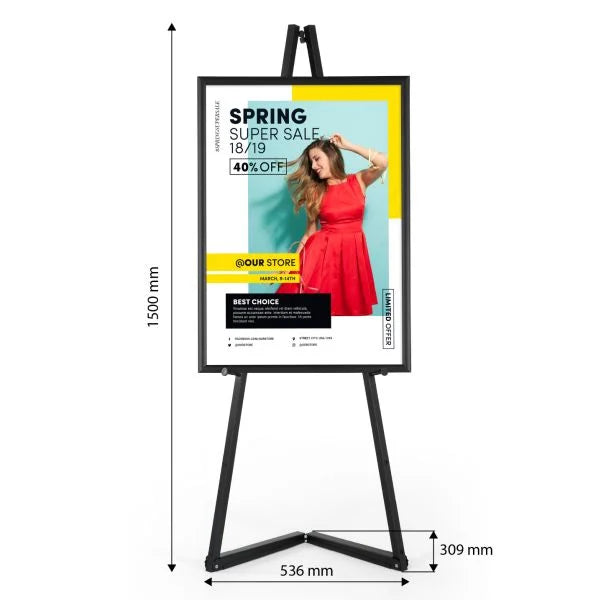 Chevalet porte affiche A1 en aluminium noir avec cadre pour affiche publicitaire