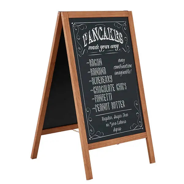 Chevalet stop trottoir ardoise magnétique, structure en bois. menu écrit à la craie pour restaurant