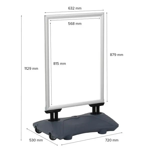 Dimensions panneau stop trottoir avec socle lestable pour affichage publicitaire