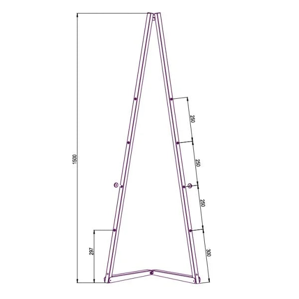 Schéma dimensions structure chevalet porte affiche en aluminium pour cadre A1