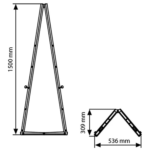 Schéma dimensions structure chevalet porte affiche en aluminium pour cadre toute tailles