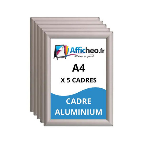 Lot de 5 cadres clic clac A4 en aluminium pour affiches et affichage mural