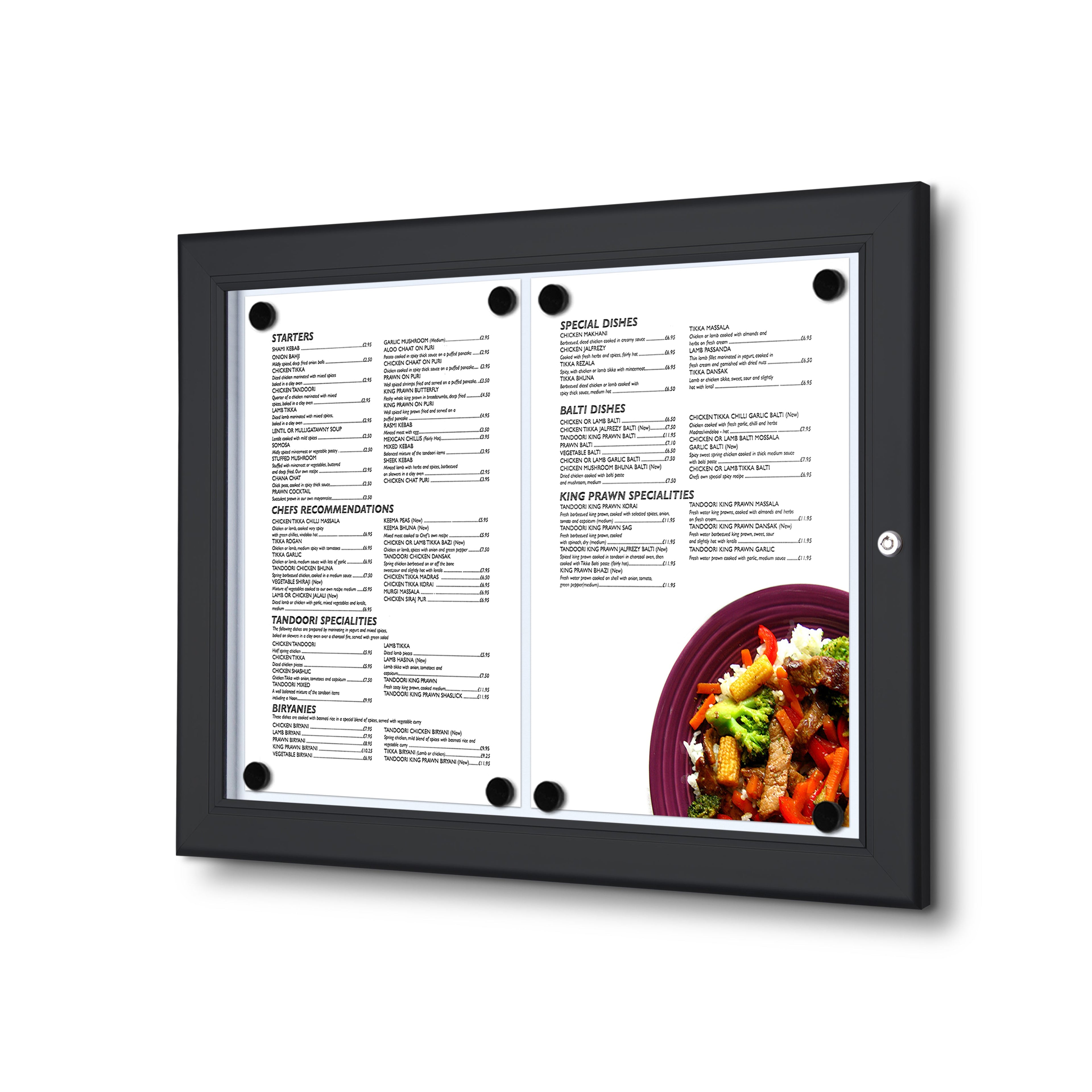 Porte menu extérieur 2× A4 noir, affichage du menu