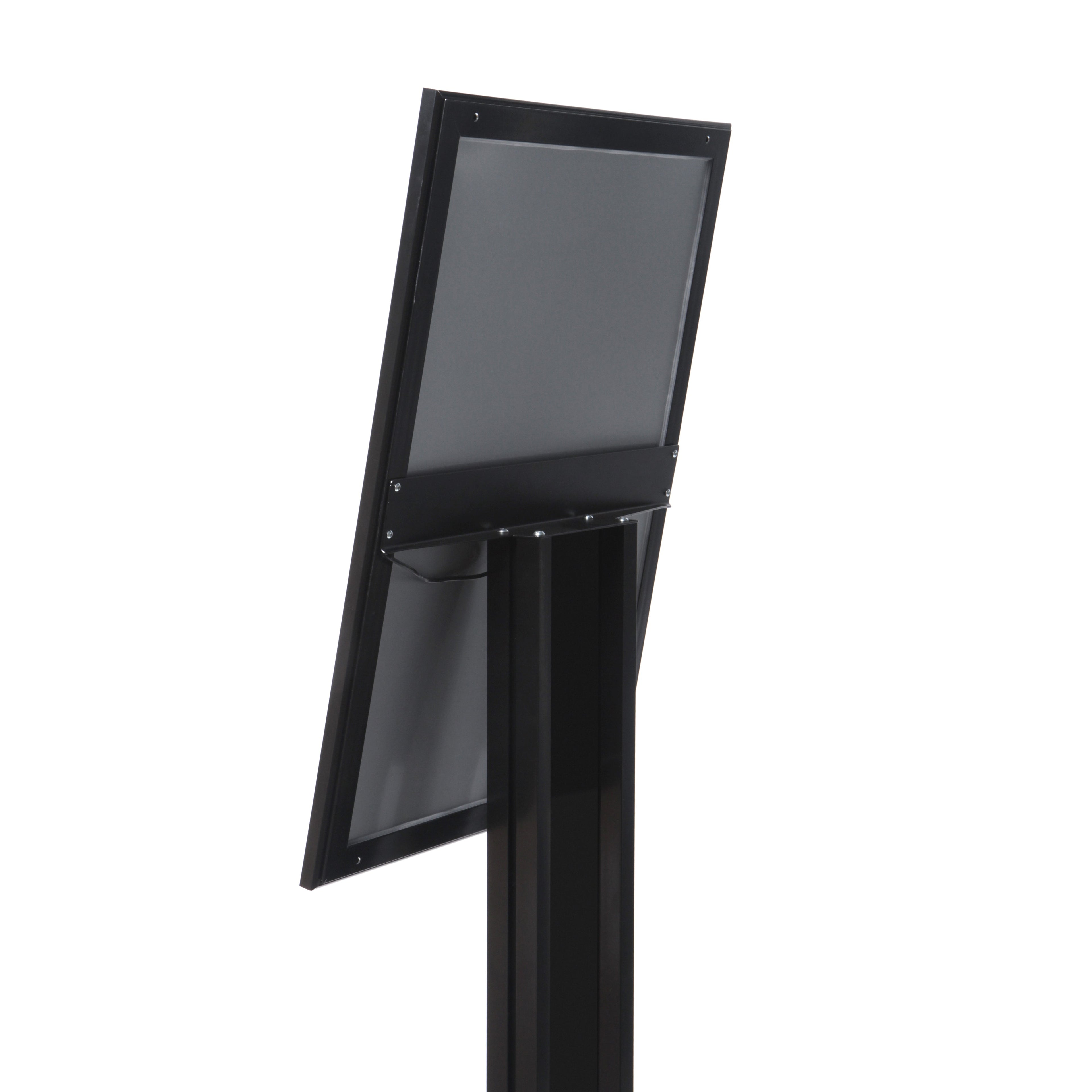 Porte menu sur pied noir 4x A4 LED, détail (02)