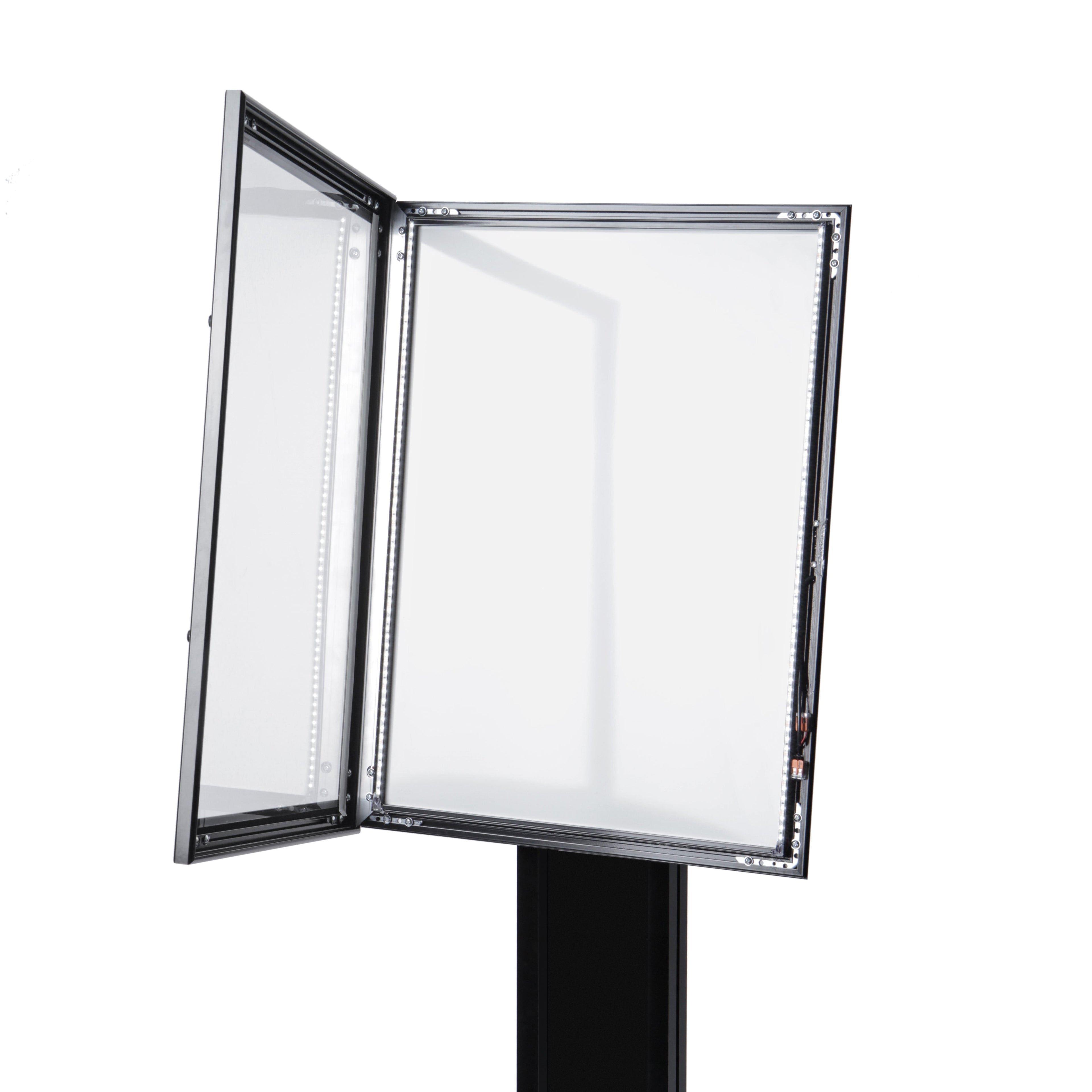 Porte menu sur pied noir 4x A4 LED, détail (04)