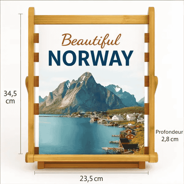 Présentoir pliable à brochures A4 en bois pour présentation de flyers, prospectus et documents sur comptoir