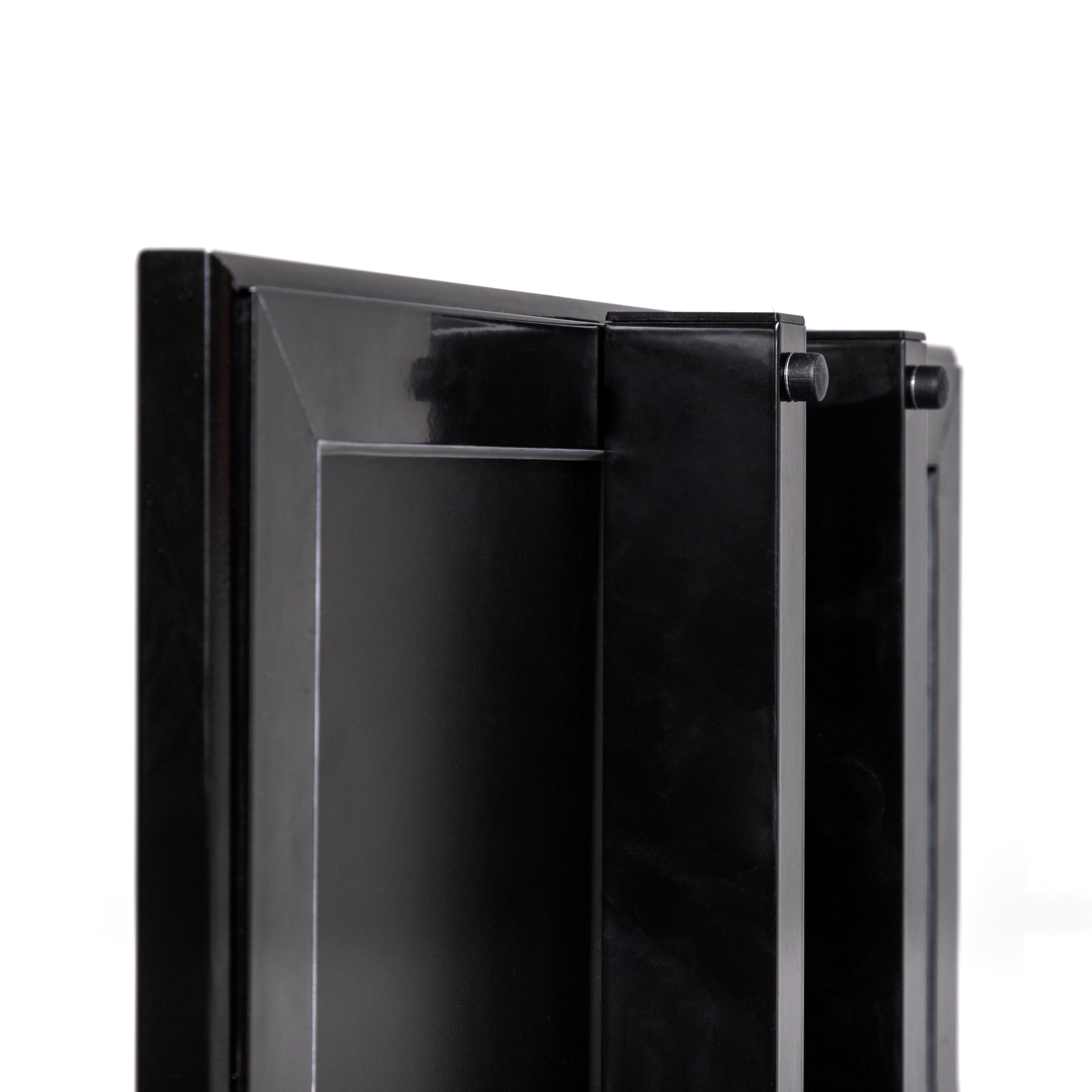 Présentoir porte menu noir 8x A4 sur roulettes, détail (02)