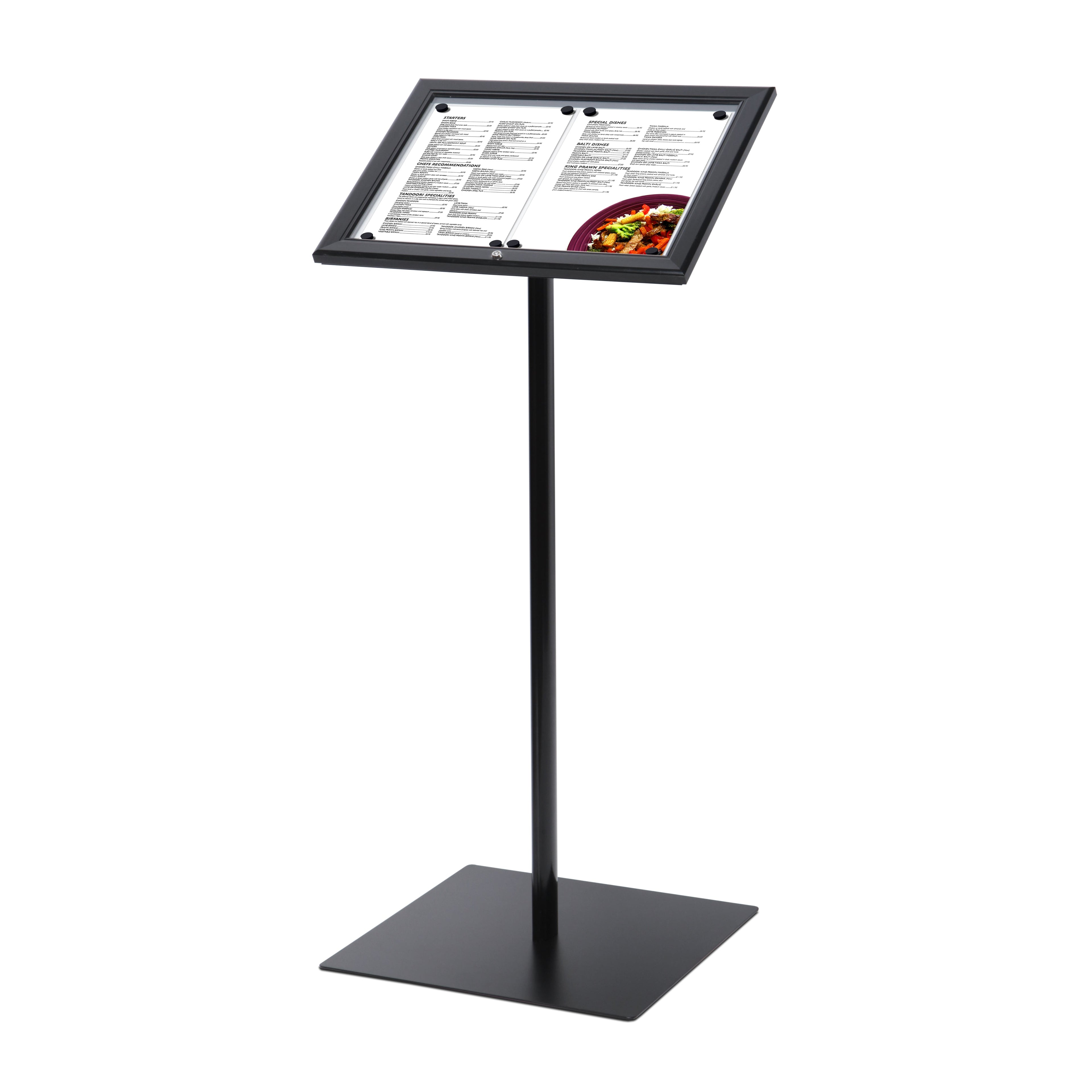 Présentoir porte menu verrouillable 2x A4, vue de face