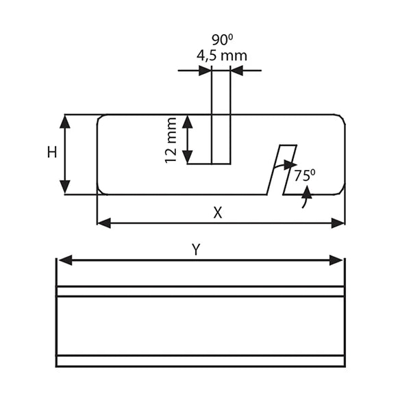 Schéma technique du présentoir de table A4 avec dimensions et rainure d’insertion pour panneau acrylique