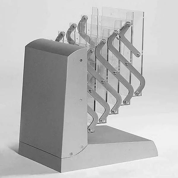 Structure pliable du porte-brochures A4 en aluminium avec bras articulés et compartiments en acrylique pour prospectus