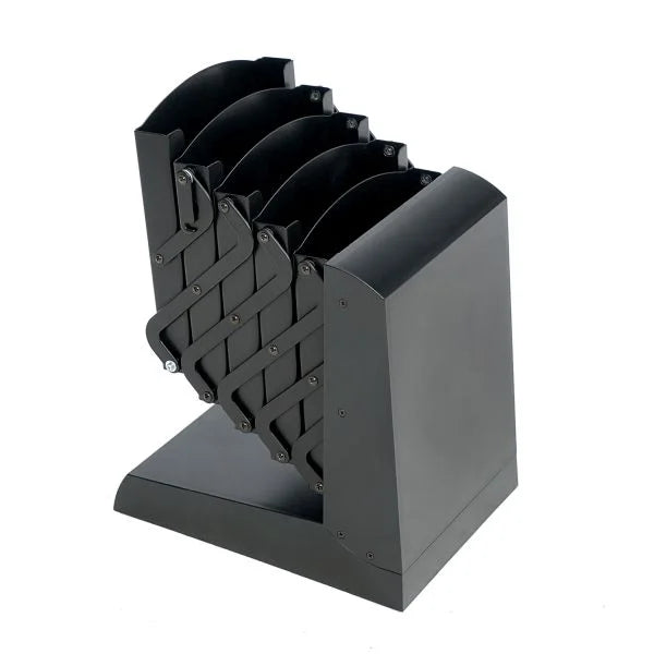 Structure pliable du porte-brochures noir A4 avec compartiments inclinés pour présentation de prospectus et magazines