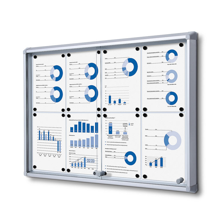 Vitrine à portes coulissantes verrouillable 8× A4, vue de face