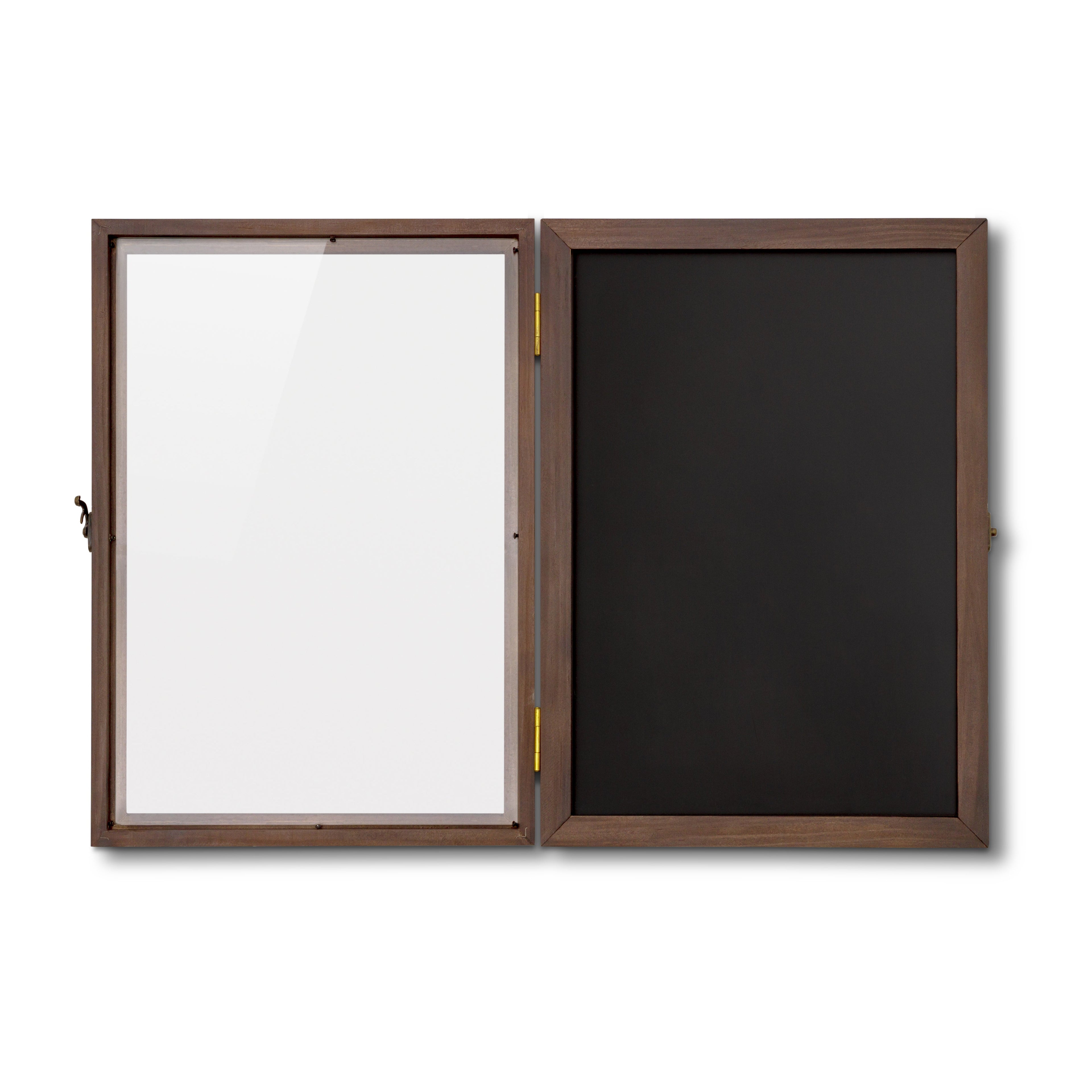 Vitrine d'affichage en bois A3, porte ouverte