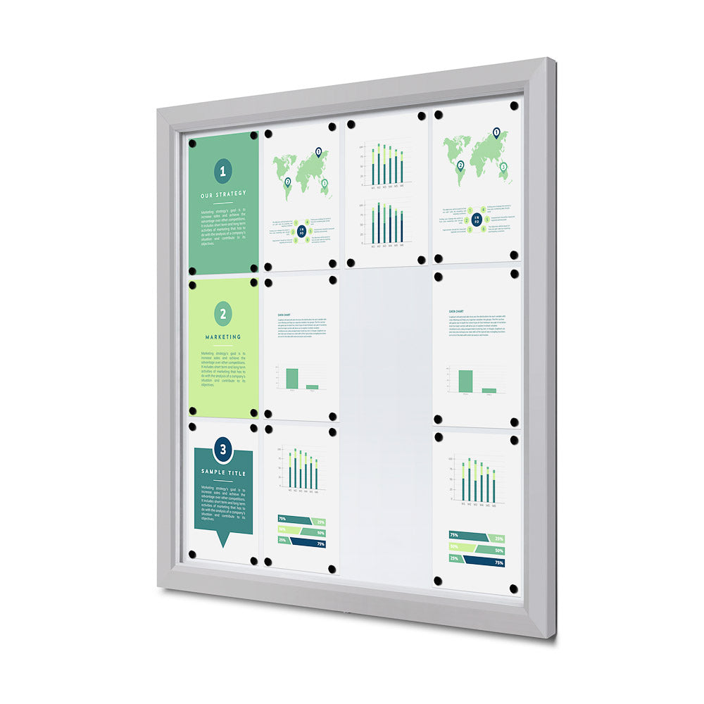 Vitrine extérieure verrouillable 12× A4, vue de face