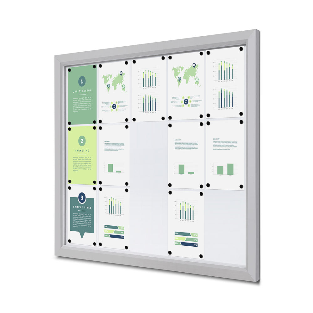Vitrine extérieure verrouillable 15× A4, vue de face