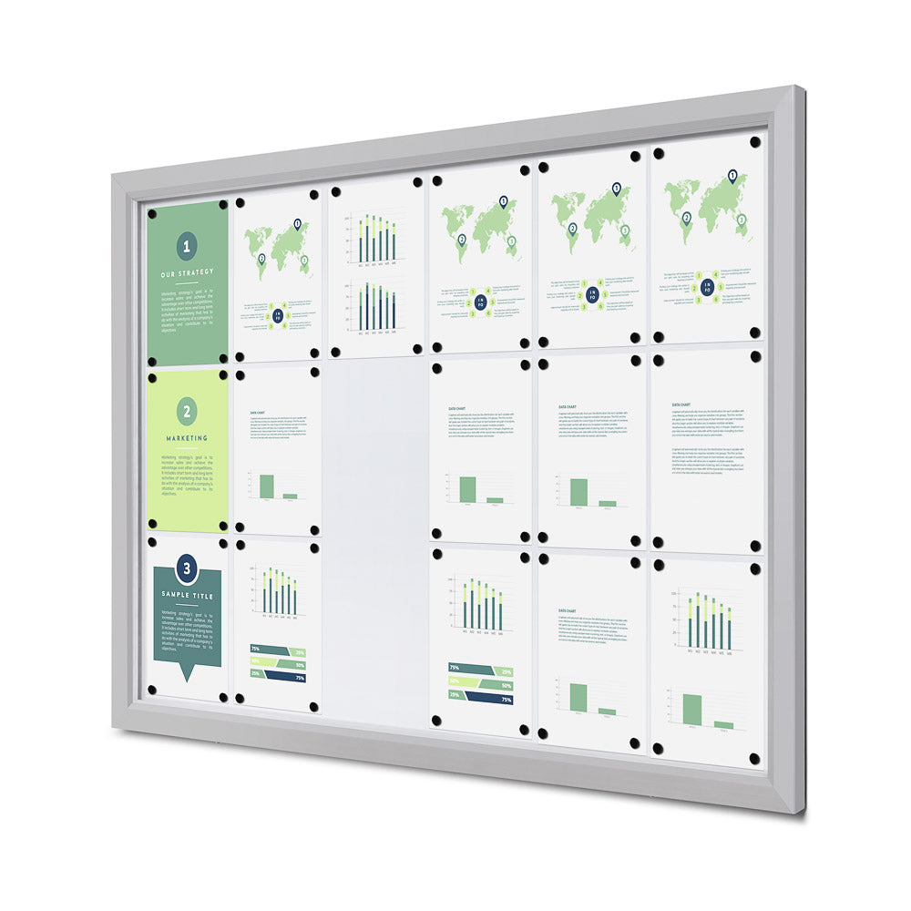 Vitrine extérieure verrouillable 18× A4, vue de face