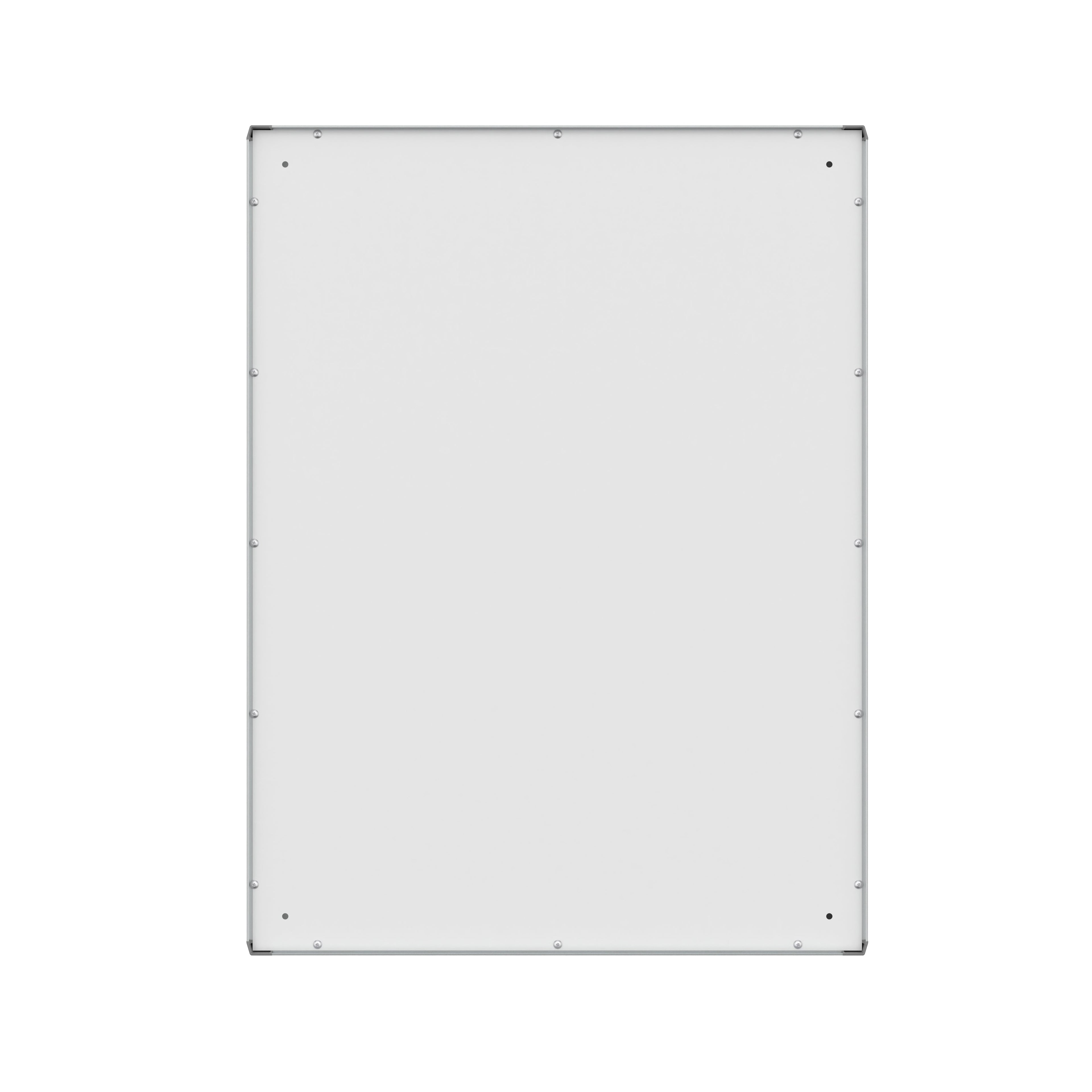 Vitrine intérieure verrouillable 4× A4 argent, vue arrière, fond magnétique